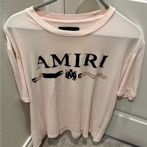 AMIRI Light Pink Tee with Black Graphic